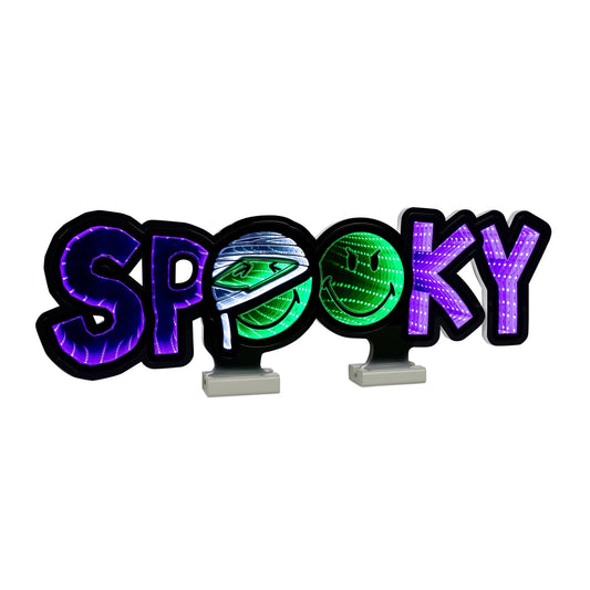 Smiley SPOOKY Infinity Light, Acrylic w/UL Plug, 24 x 8"