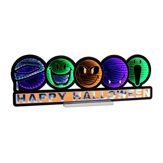 Smiley Happy Halloween Infinity Light, Acrylic w/UL Plug, 35 x 12"