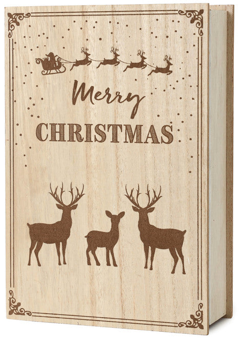 BRUBAKER Reusable Wooden Advent Calendar to Fill - Merry Christmas Book - DIY Christmas Calendar 7.72 x 2.95 x 11.81 inches