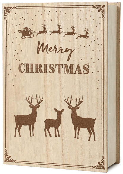 BRUBAKER Reusable Wooden Advent Calendar to Fill - Merry Christmas Book - DIY Christmas Calendar 7.72 x 2.95 x 11.81 inches