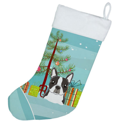 Christmas Tree and Boston Terrier Christmas Stocking BB1575CS