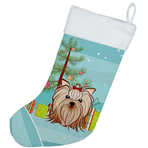 Christmas Tree and Yorkie Yorkishire Terrier Christmas Stocking BB1576CS