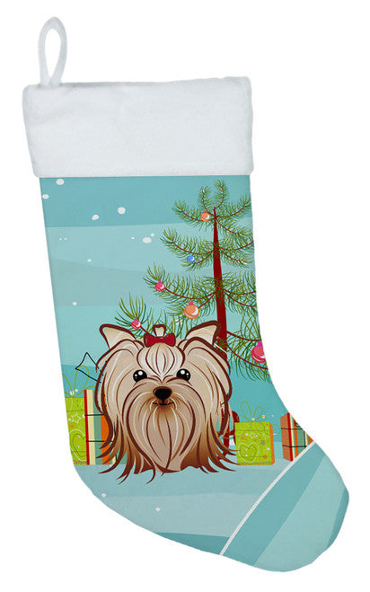 Christmas Tree and Yorkie Yorkishire Terrier Christmas Stocking BB1576CS
