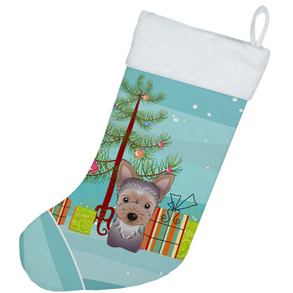 Christmas Tree and Yorkie Puppy Christmas Stocking BB1604CS