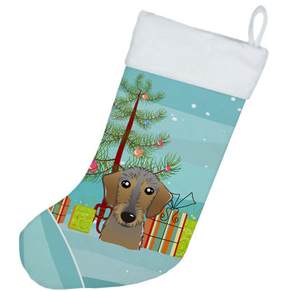 Christmas Tree and Wirehaired Dachshund Christmas Stocking BB1605CS