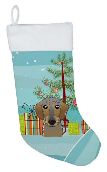 Christmas Tree and Wirehaired Dachshund Christmas Stocking BB1605CS
