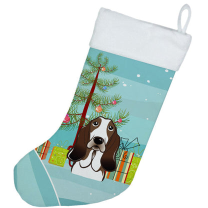 Christmas Tree and Basset Hound Christmas Stocking BB1615CS
