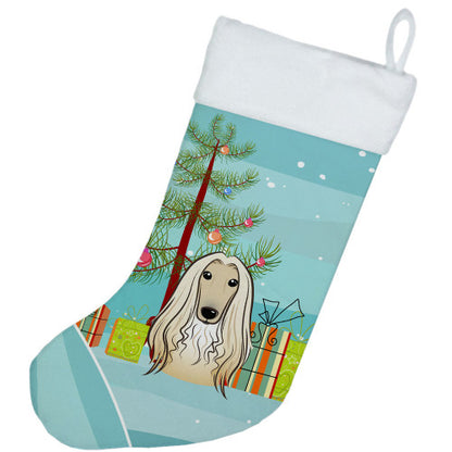 Christmas Tree and Afghan Hound Christmas Stocking BB1616CS