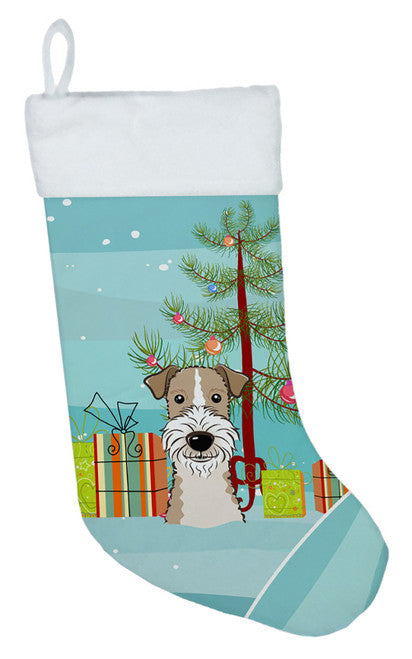 Christmas Tree and Wire Haired Fox Terrier Christmas Stocking BB1619CS