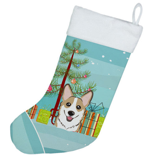 Christmas Tree and Sable Corgi Christmas Stocking BB1625CS