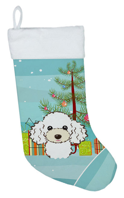 Christmas Tree and White Poodle Christmas Stocking BB1629CS