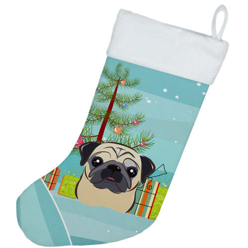 Christmas Tree and Fawn Pug Christmas Stocking BB1634CS