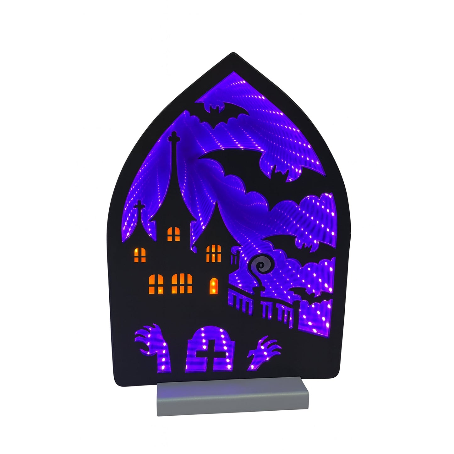 Halloween House w/Bats Infinity Light, Acrylic w/UL Plug, 12"