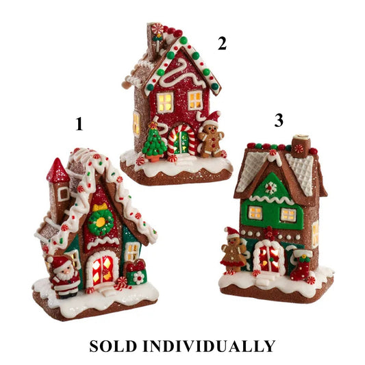 Battery Operated LED Gingerbread House With Santa, 6" (3 styles - sold individually)