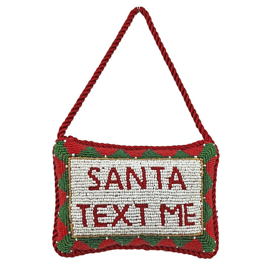 Beaded "Santa Text Me" Doorknocker, 4 x 6"
