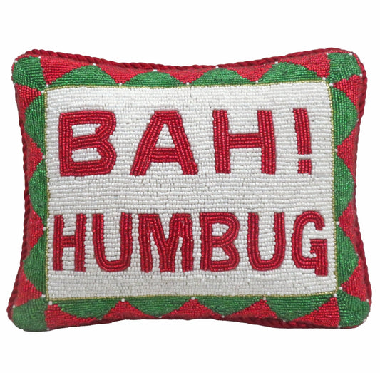 "BAH! HUMBUG" Fully Beaded Pillow, 8x10