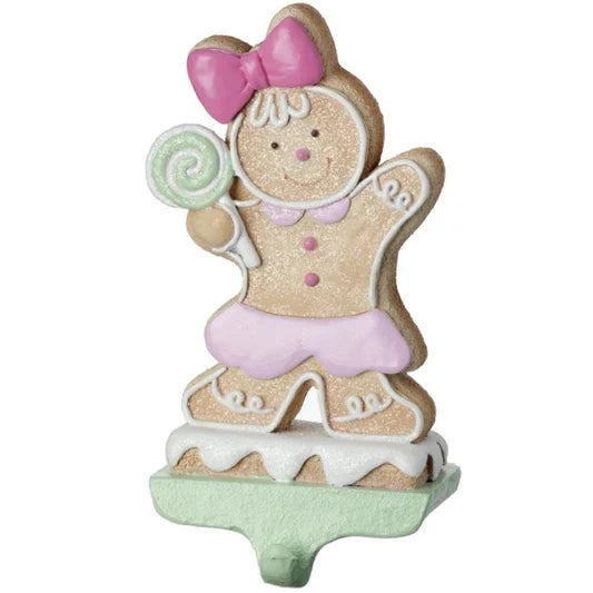 8.5" Resin Boy or Girl Gingerbread Stocking Holder