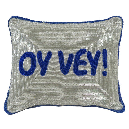 Hanukkah "Oy Vey" Beaded Pillow, 8x10