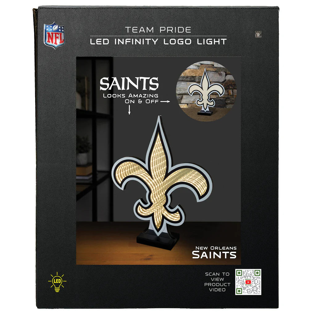 New Orleans Saints LED Infinity Logo Light, Acrylic, w/UL Plug, 13.5"