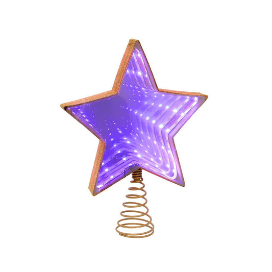UL 22L Multicolor Infinity Effect SMD LED Gold Glitter Star Treetop, 11.5"