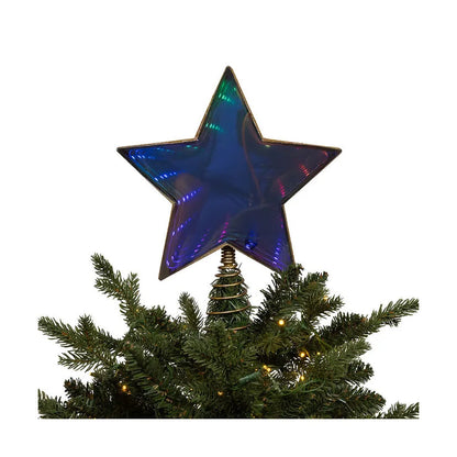 UL 22L Multicolor Infinity Effect SMD LED Gold Glitter Star Treetop, 11.5"