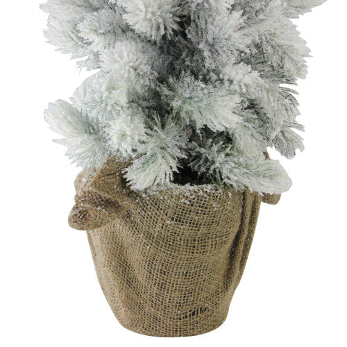 2ft Potted Flocked Mini Pine Slim Christmas Tree with Berries - Unlit