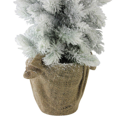 2ft Potted Flocked Mini Pine Slim Christmas Tree with Berries - Unlit