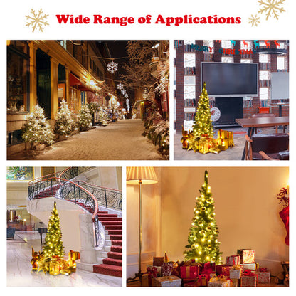 Costway 4.5ft Pre-Lit Hinged Pencil Christmas Tree 150 White Lights