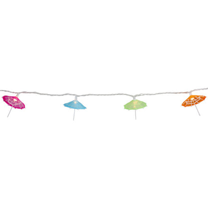 10 Count Colorful Drink Umbrella Novelty String Lights, 6.5 ft White Wire