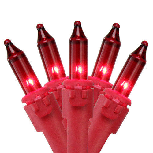 100 Count Red Mini Christmas Lights, 20 ft Red Wire