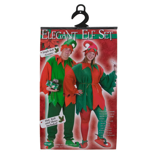 Red and Green Elf Adult Christmas Costume Set - Plus Size