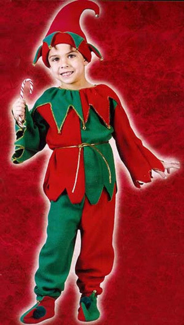 Red and Green Elf Plush Unisex Child Christmas Costume - Large