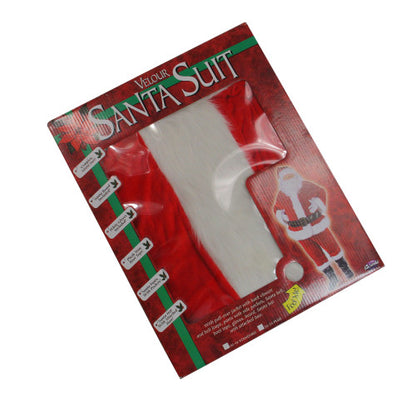 Red and White Plush Velour Santa Claus Women Christmas Costume Suit - Standard Size
