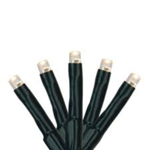 200 Pure White Multi-Function LED M5 Mini Christmas Lights - 20.5 ft Green Wire