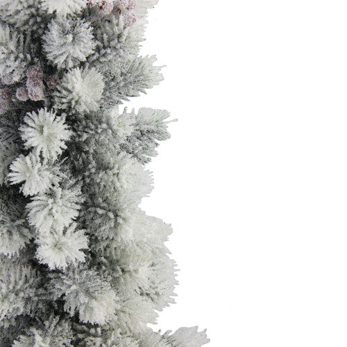 2ft Potted Flocked Mini Pine Slim Christmas Tree with Berries - Unlit