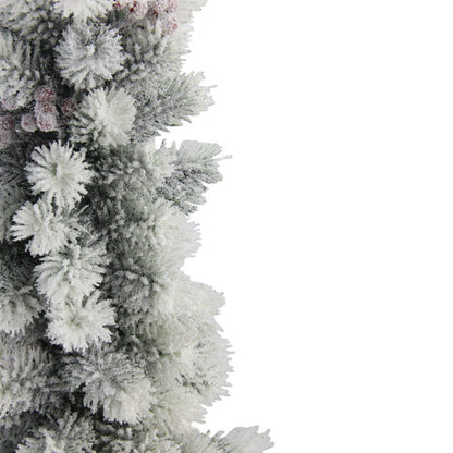 2ft Potted Flocked Mini Pine Slim Christmas Tree with Berries - Unlit