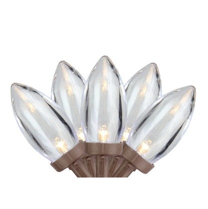 25 Warm White LED C9 Christmas Lights - 16 ft Brown Wire