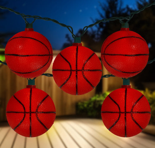 10ct Basketball Sport Christmas Novelty Light Set - 11.5 ft Green Wire