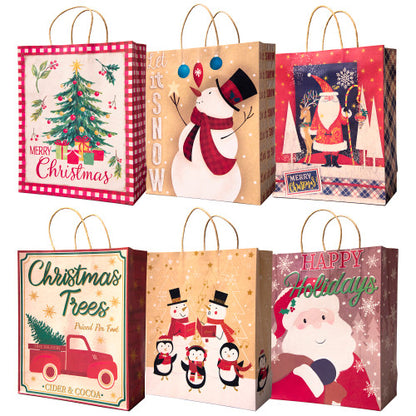 Pack of 12 Assorted Large Christmas Gift Bags with Handle