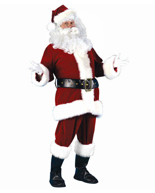 Red and White Plush Velour Santa Claus Women Christmas Costume Suit - Standard Size