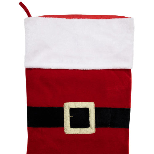 Velveteen Santa Claus Belt Buckle Commercial Christmas Stocking - 48" - Red and White