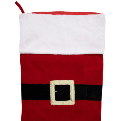 Velveteen Santa Claus Belt Buckle Commercial Christmas Stocking - 48" - Red and White
