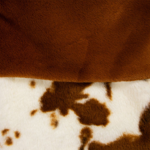 Plush Cowhide Inspired Christmas Stocking with Pom Poms - 20.5" - Brown