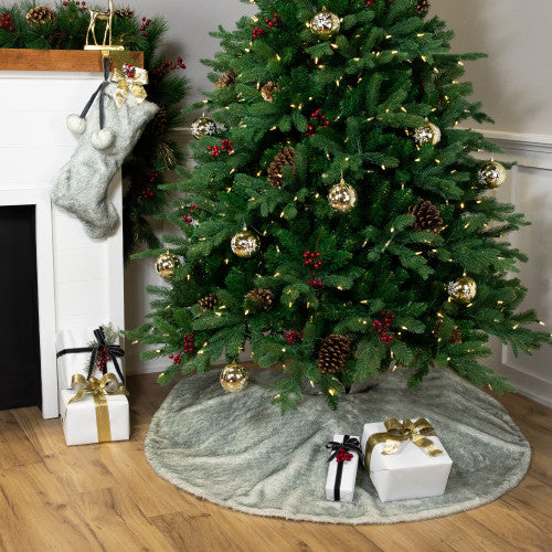 Sable Faux Fur Christmas Stocking with Pom Poms - 20.5" - Black