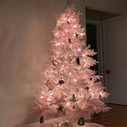 100-Count Clear Mini Christmas Light Set - 20.25' Pink Wire