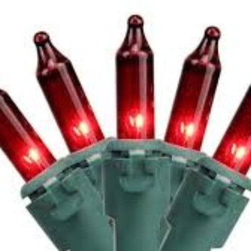 100-Count Red Mini Christmas Lights Set, 20.25ft Green Wire