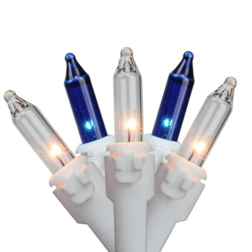 100ct Blue and Clear Mini Icicle Christmas Lights, 5.75ft White Wire
