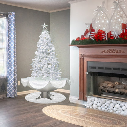 6' Lighted Musical Snowing Artificial Tinsel Christmas Tree, White LED Lights