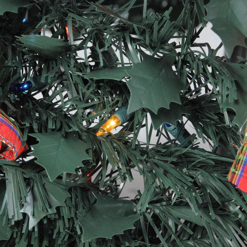6' Pre-Lit Red Plaid Pre-Decorated Pop-Up Artificial Christmas Tree, Multicolor Lights