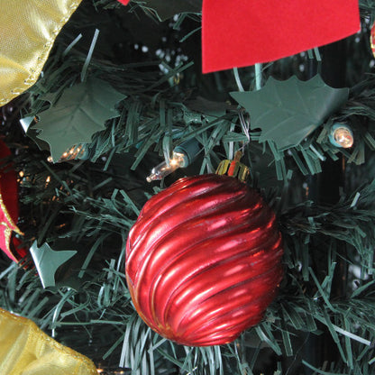 6' Pre-Lit Gold and Red Pre-Decorated Pop-Up Artificial Christmas Tree, Clear Lights